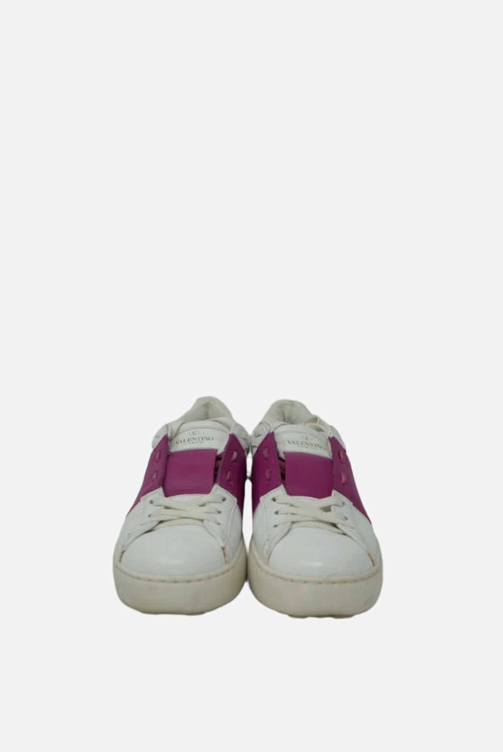 Valentino White/Pink Calfskin open Sneaker Size 37