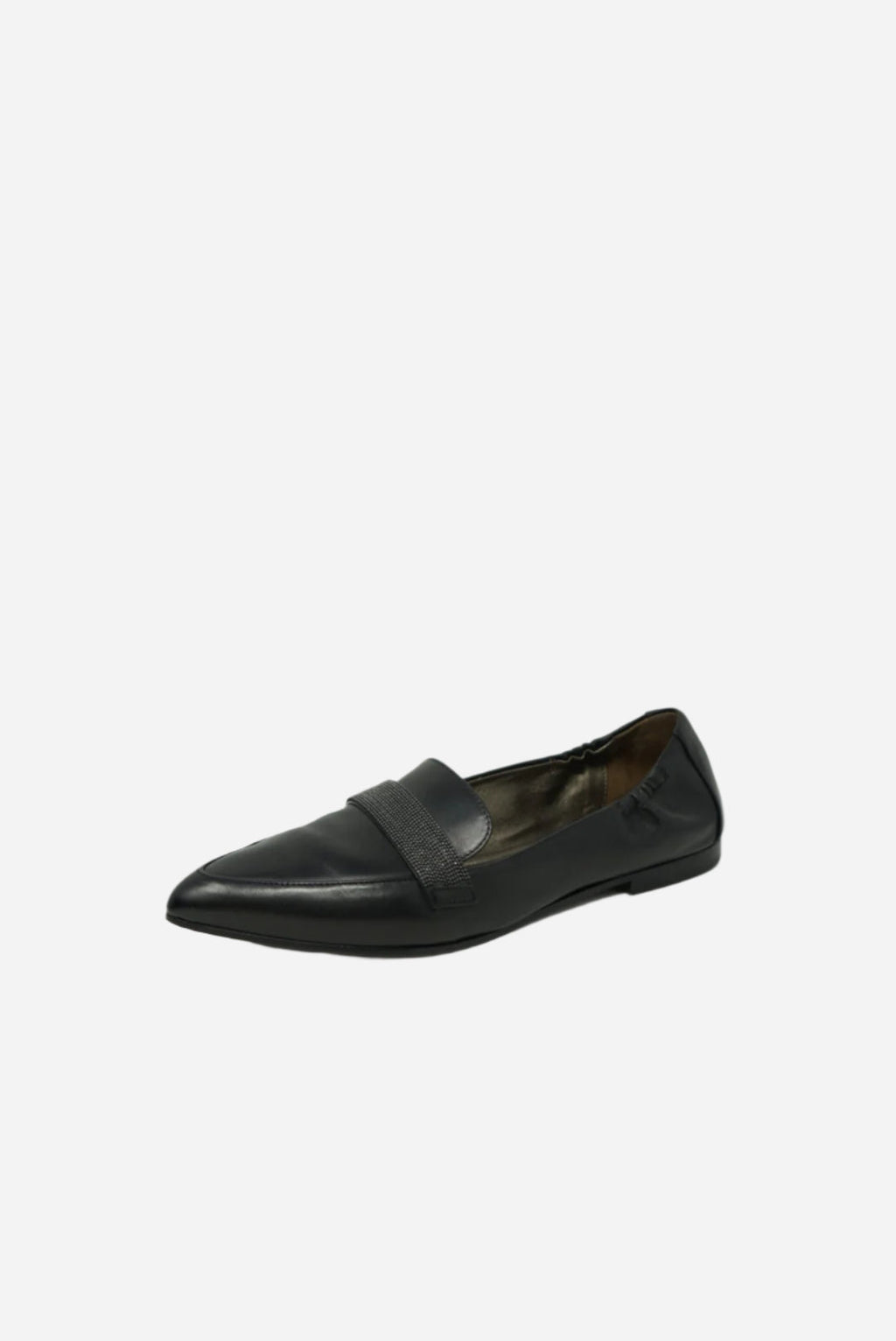 Brunello Cucinelli Black Leather Loafer Size 37