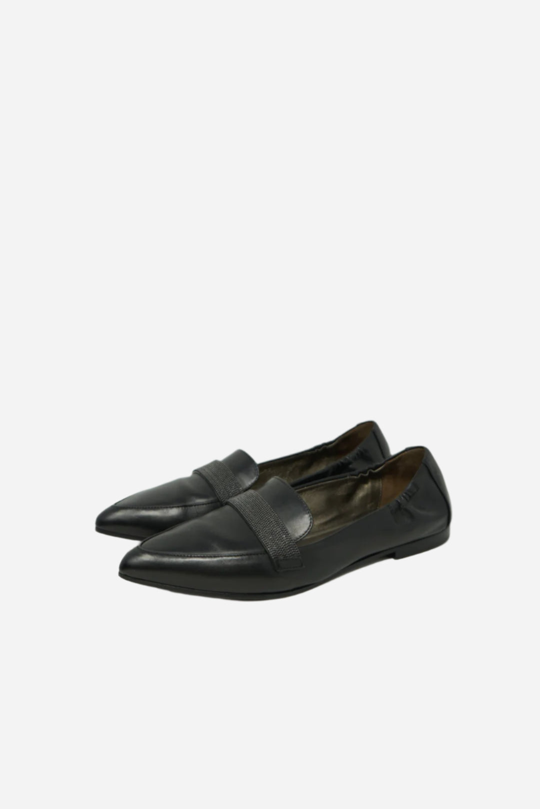 Brunello Cucinelli Black Leather Loafer Size 37