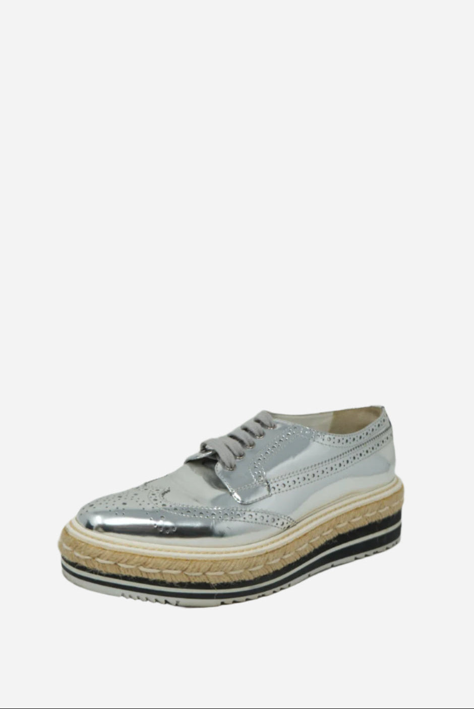 PRADA Platform Leather Oxford Shoes Size 37.5