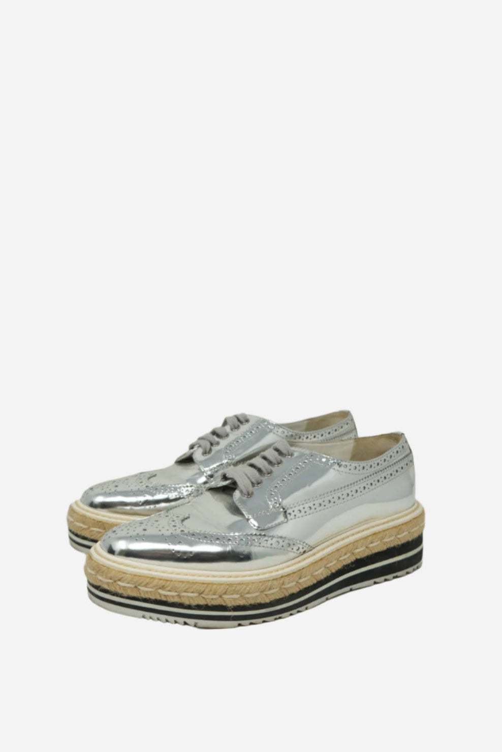 PRADA Platform Leather Oxford Shoes Size 37.5
