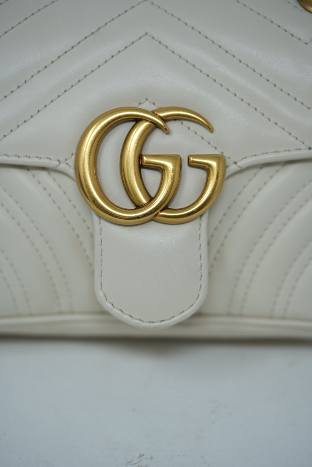 Gucci White Small Marmont Shoulder Bag