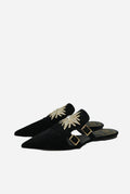 Roger Vivier Black Crystal Velvet Mule Size 37.5