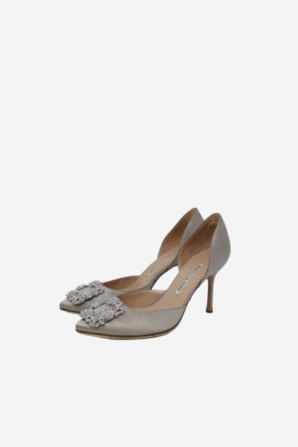 Manolo Blahnik Light Grey Satin Pumps Size 37.5