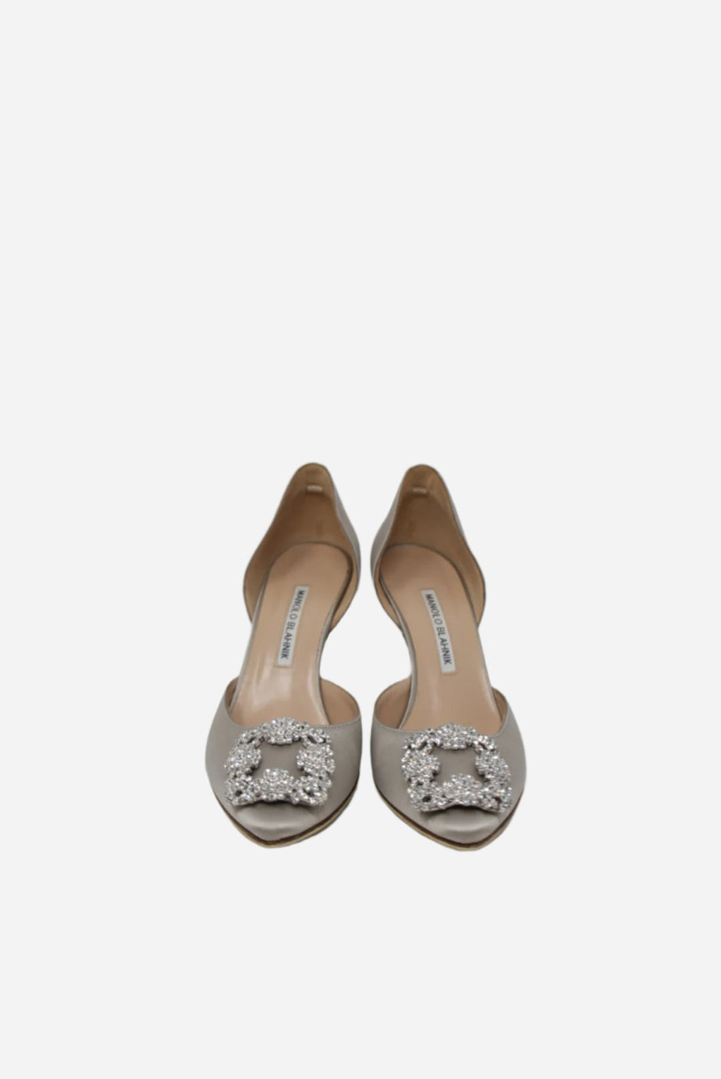 Manolo Blahnik Light Grey Satin Pumps Size 37.5