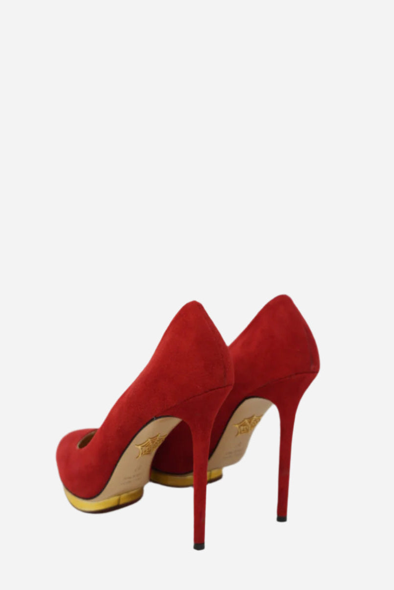 Charlotte Olympia Red Velvet Pumps Size 37