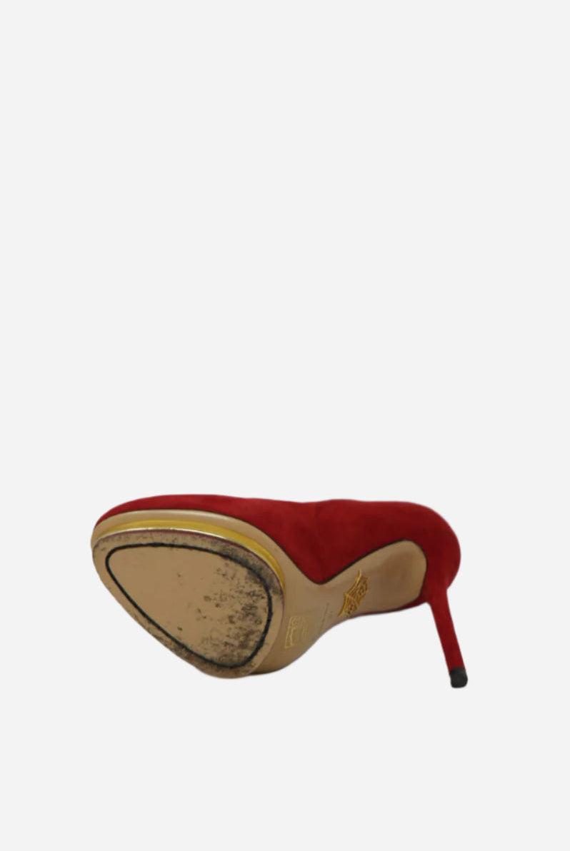 Charlotte Olympia Red Velvet Pumps Size 37