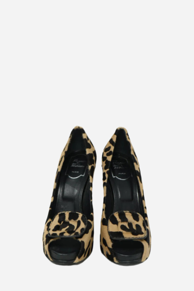 Roger Vivier Pony Hair Leopard Heels Size 37
