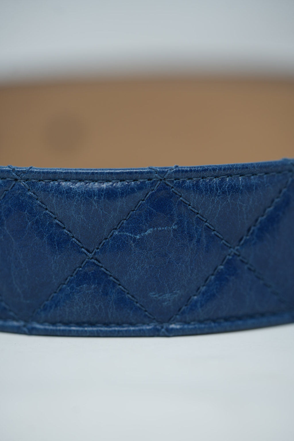 Pre-Owned Chanel Blue Leather CC Buckle Belt