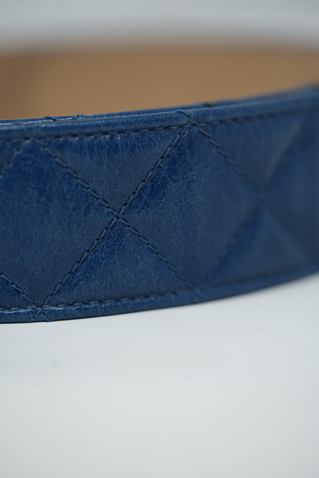 Pre-Owned Chanel Blue Leather CC Buckle Belt
