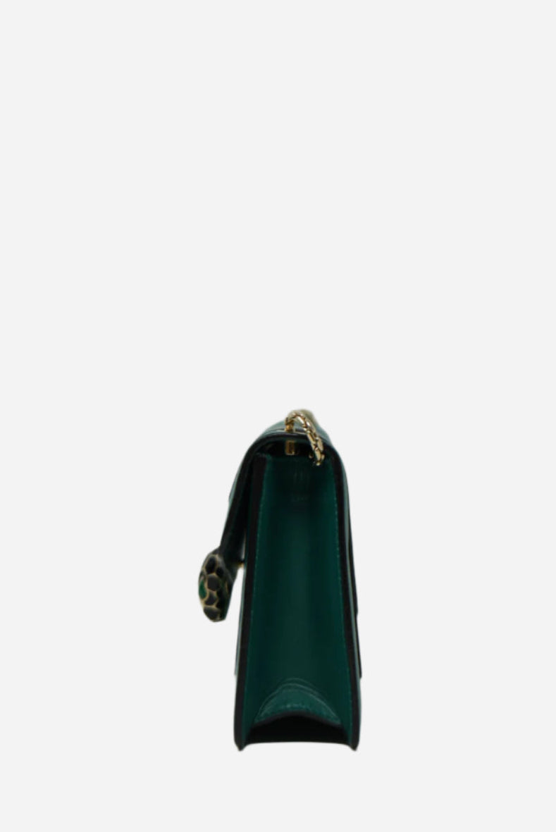 Bvlgari Green Calfskin Serpenti Forever Wallet On Chain