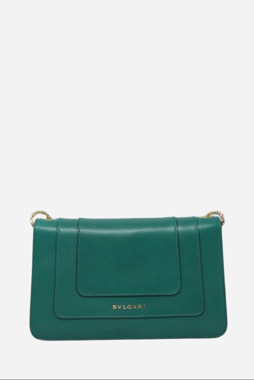 Bvlgari Green Calfskin Serpenti Forever Wallet On Chain