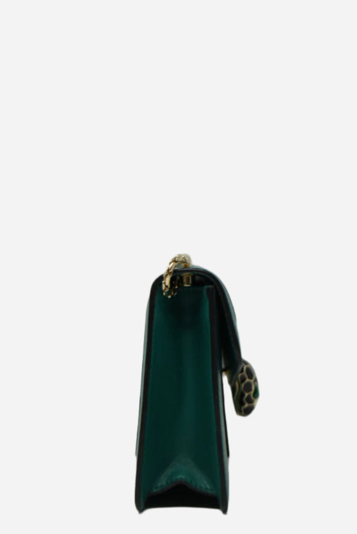Bvlgari Green Calfskin Serpenti Forever Wallet On Chain
