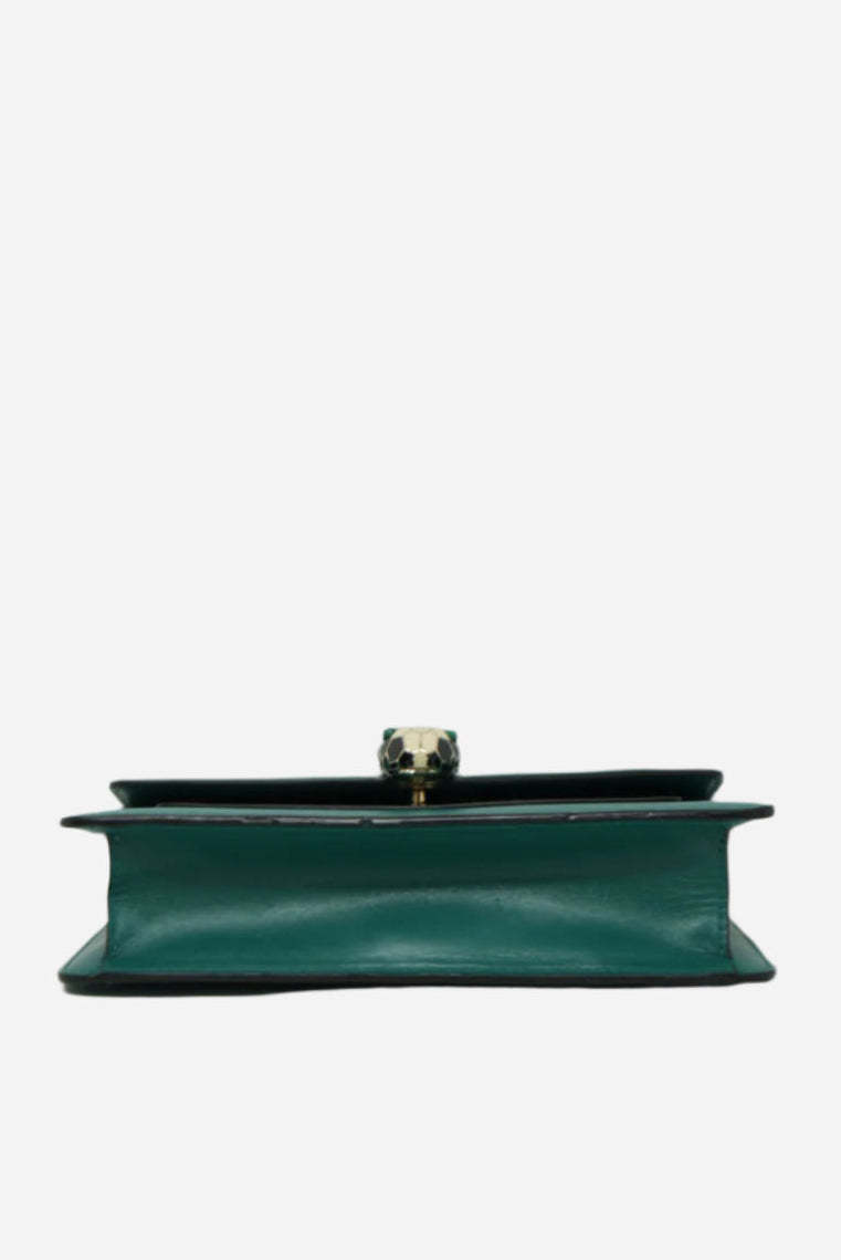 Bvlgari Green Calfskin Serpenti Forever Wallet On Chain