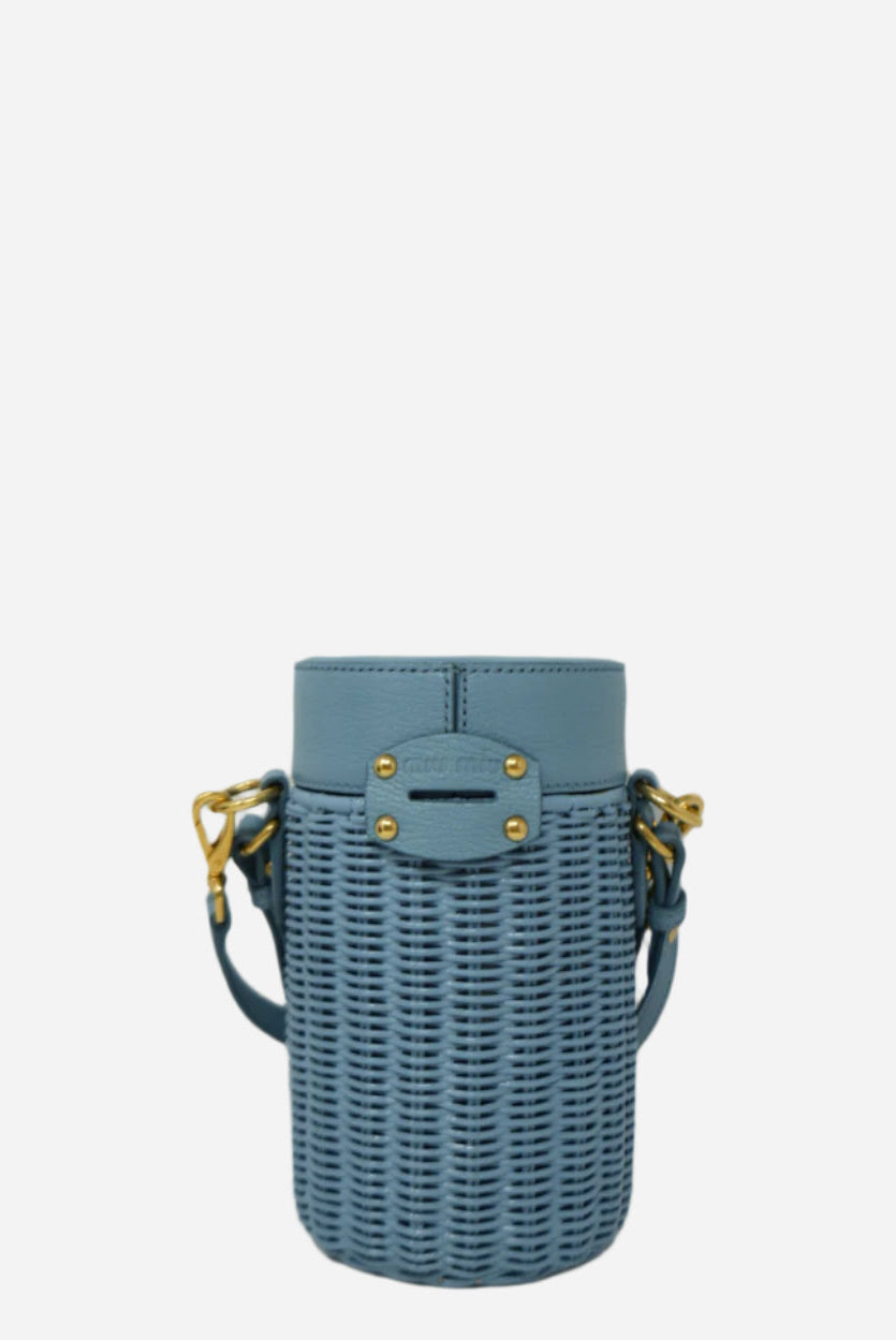 Miu Miu Blue Wicker Barrel Bag