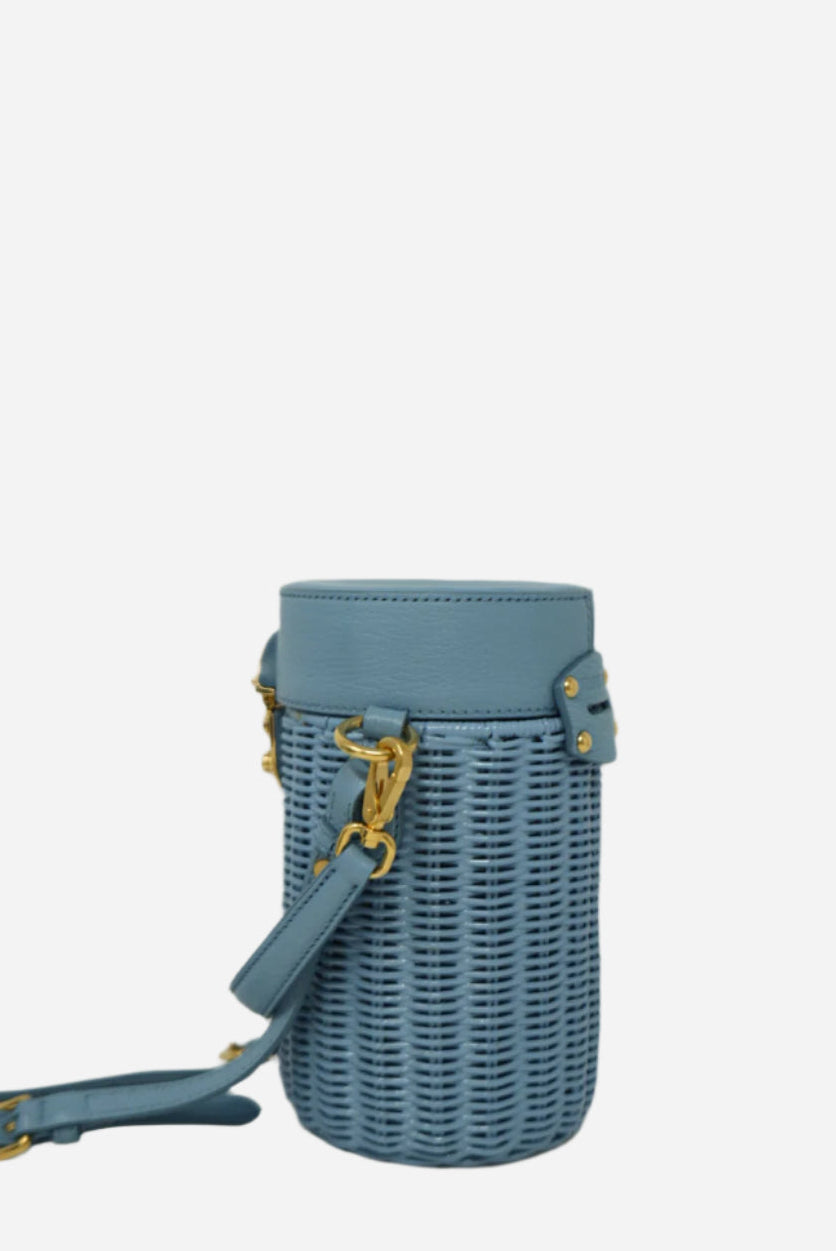 Miu Miu Blue Wicker Barrel Bag