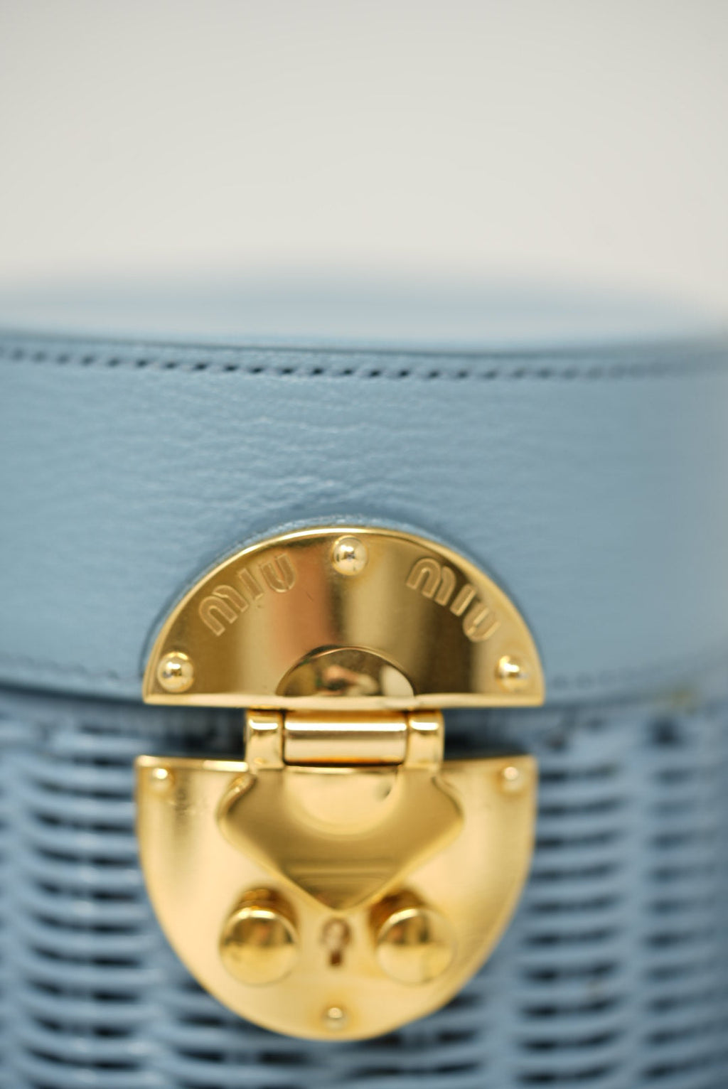 Miu Miu Blue Wicker Barrel Bag