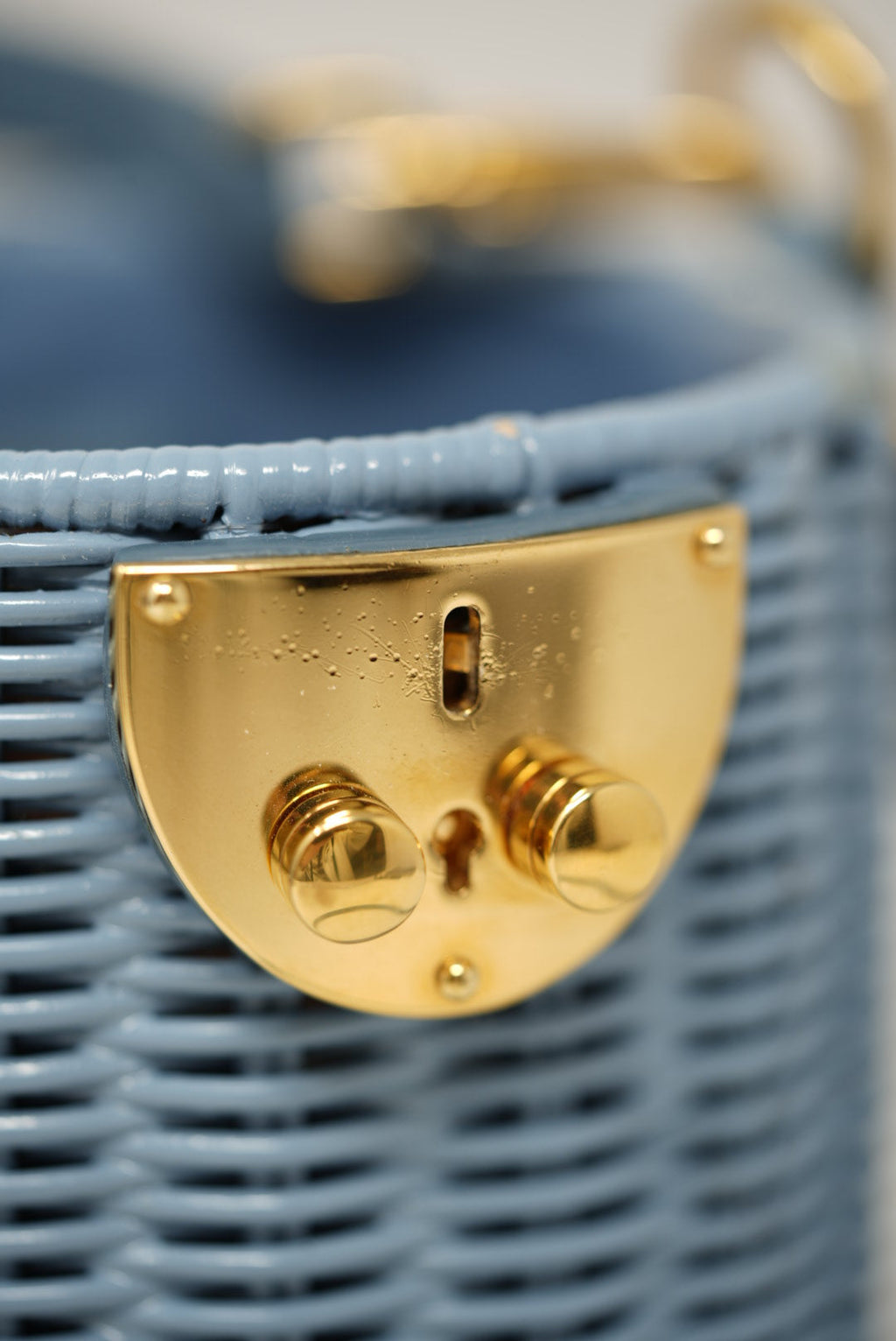 Miu Miu Blue Wicker Barrel Bag