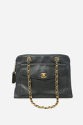 Pre-Owned Chanel Black Caviar Shoulder Bag zipper replaced