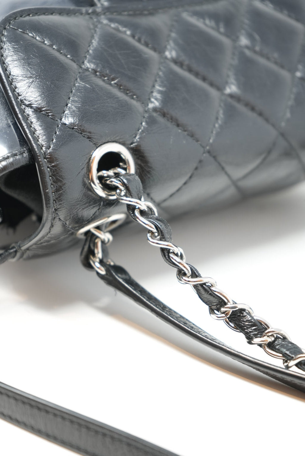 Pre-Owned CHANEL 2018-2019 Black Calfskin PVC Quilted Backpack