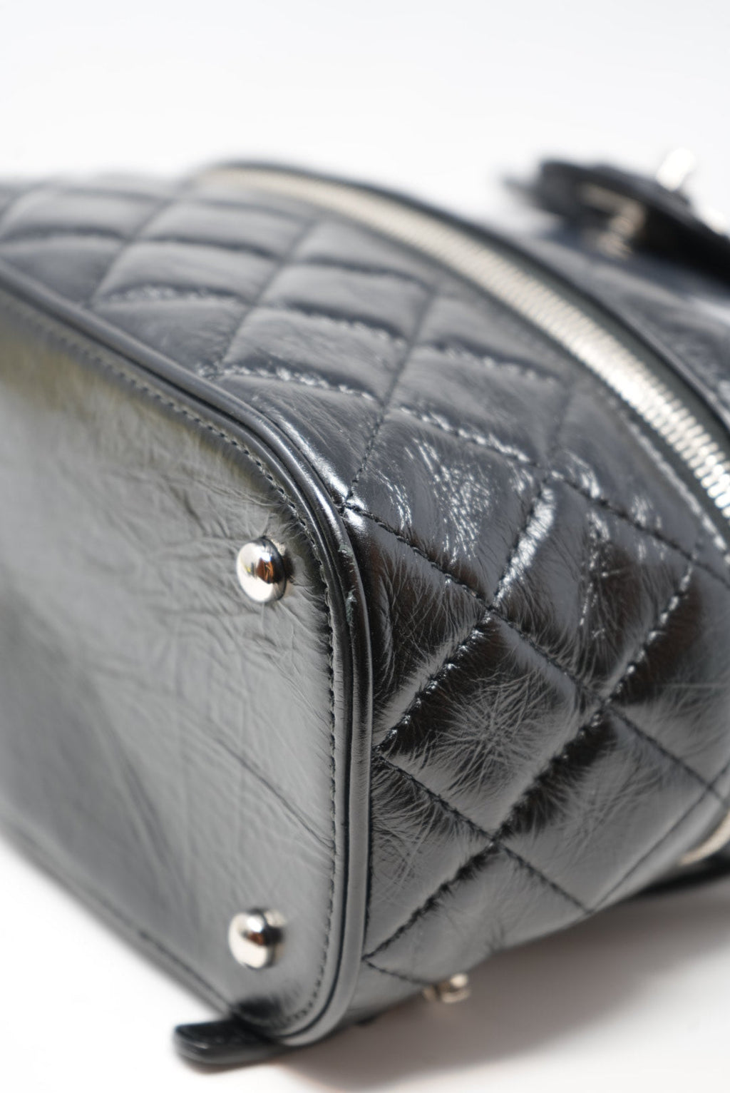 Pre-Owned CHANEL 2018-2019 Black Calfskin PVC Quilted Backpack