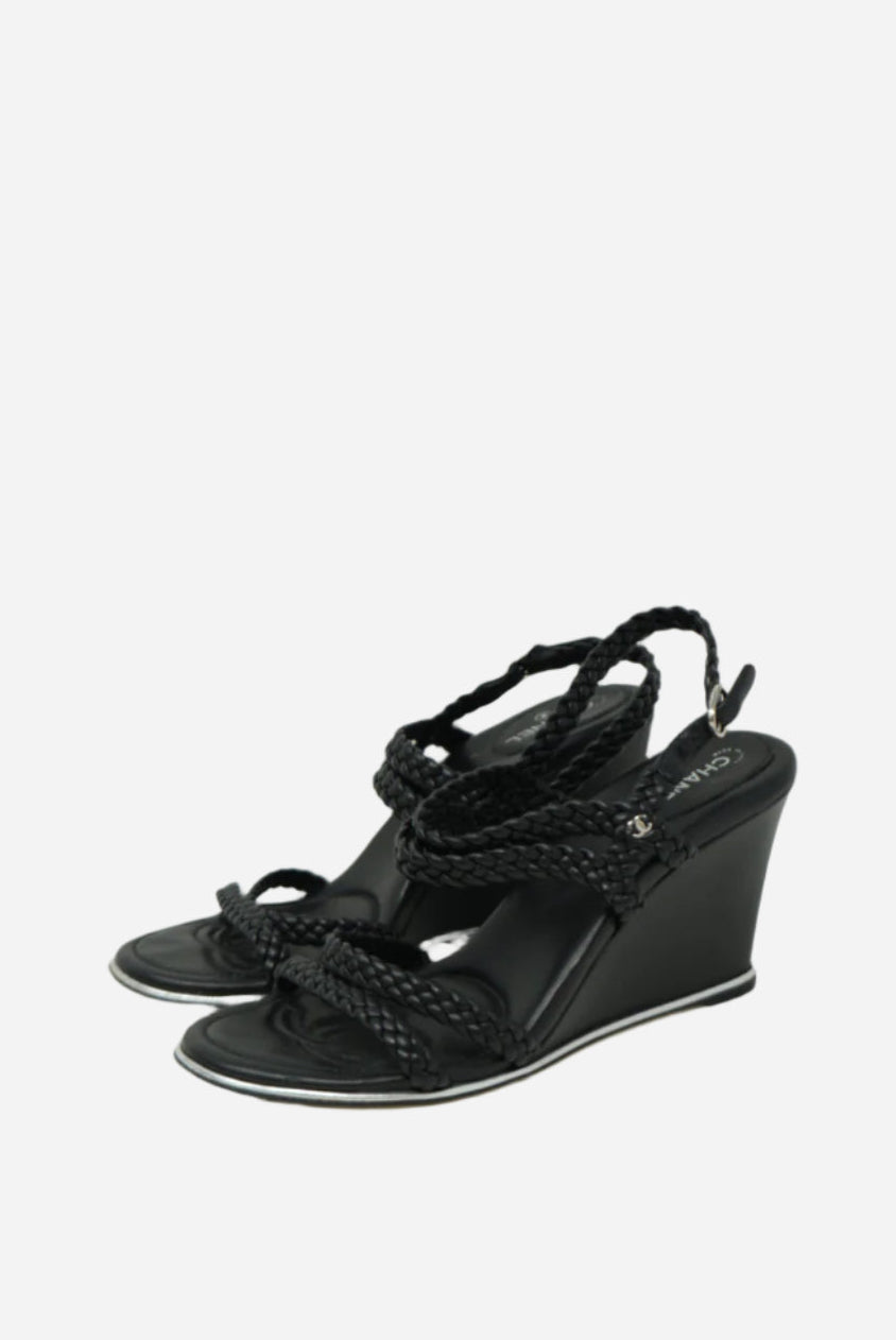 Pre-owned Chanel Black Platform Sandals Size 40
