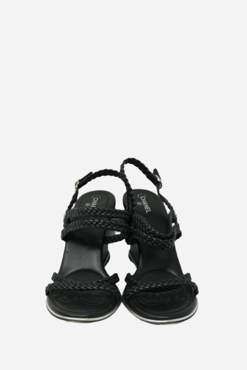 Pre-owned Chanel Black Platform Sandals Size 40