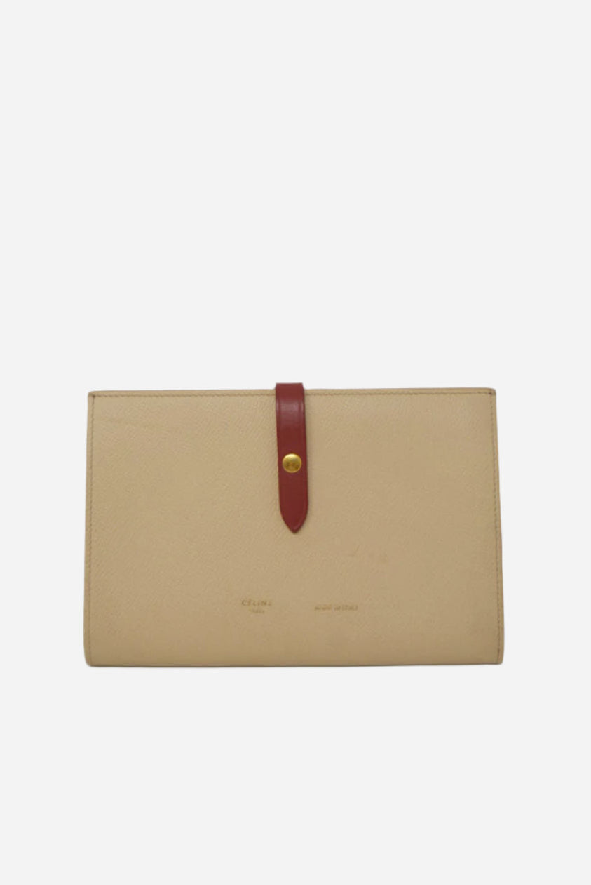 Celine Large Strap Wallet in Bicolor Grained Calfskin