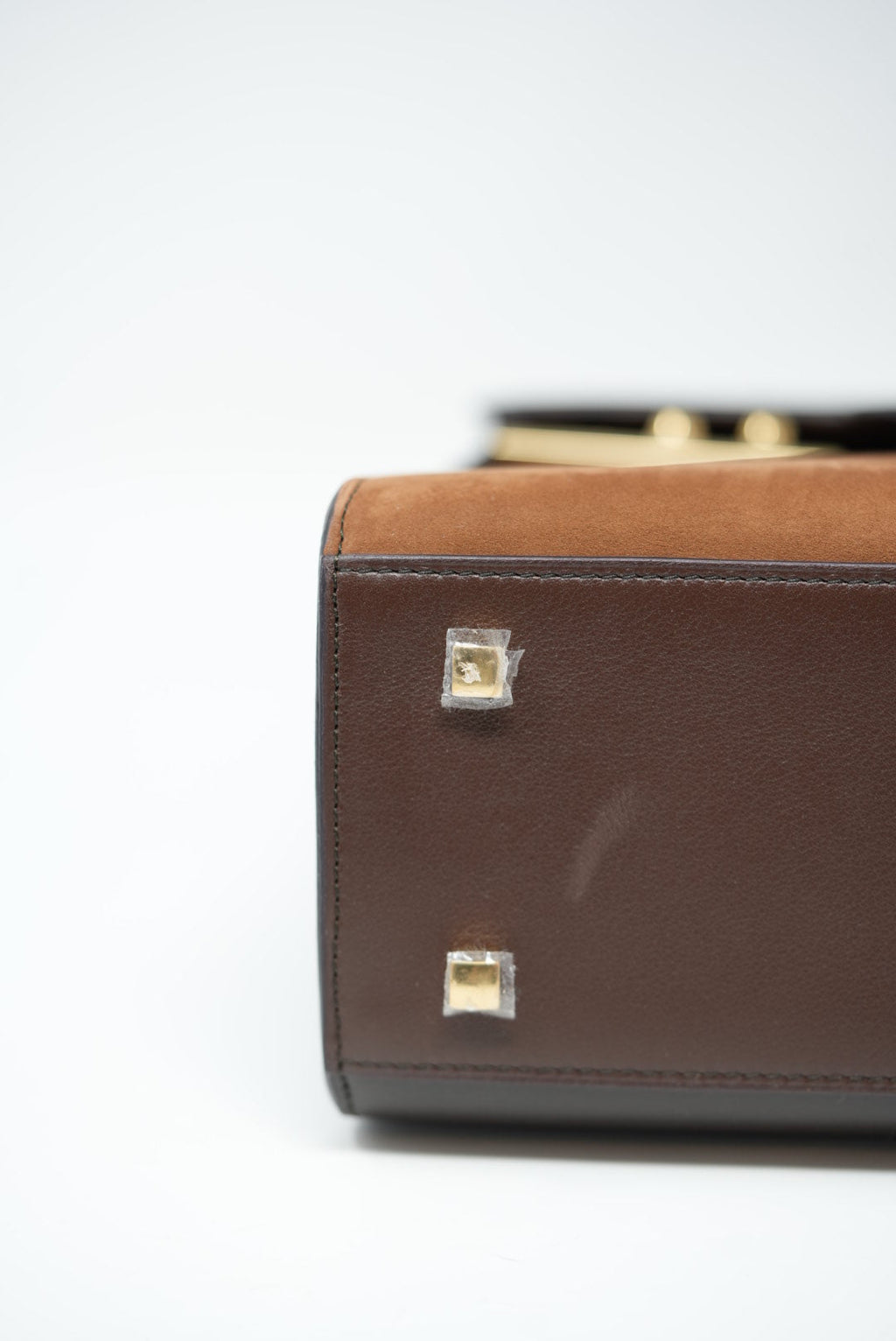 Delvaux Brown Suede/Calfskin Tempete Top Handle With Strap