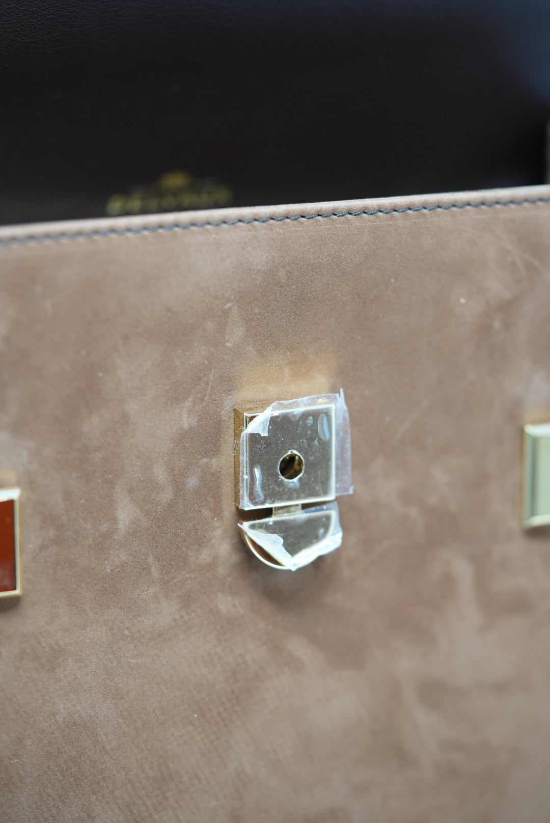 Delvaux Brown Suede/Calfskin Tempete Top Handle With Strap