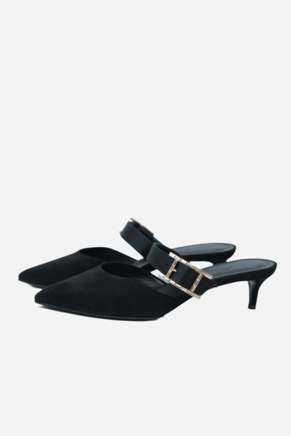 Hermes Black Satin Blink Heels Mules Size 36