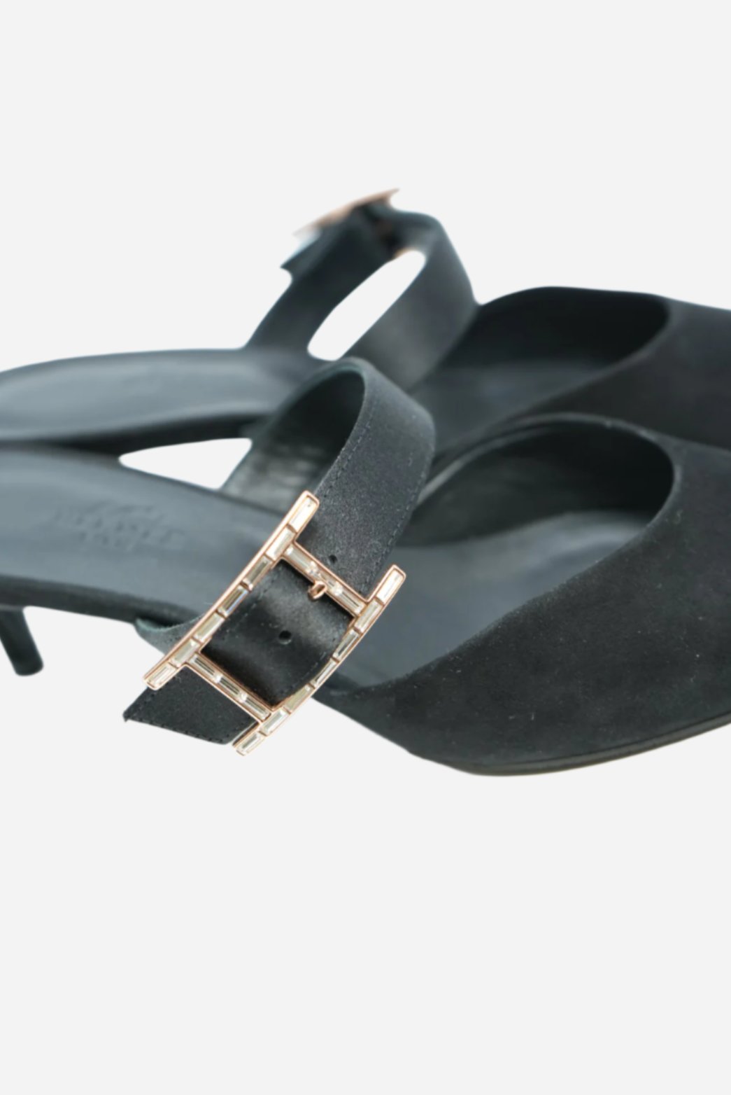 Hermes Black Satin Blink Heels Mules Size 36
