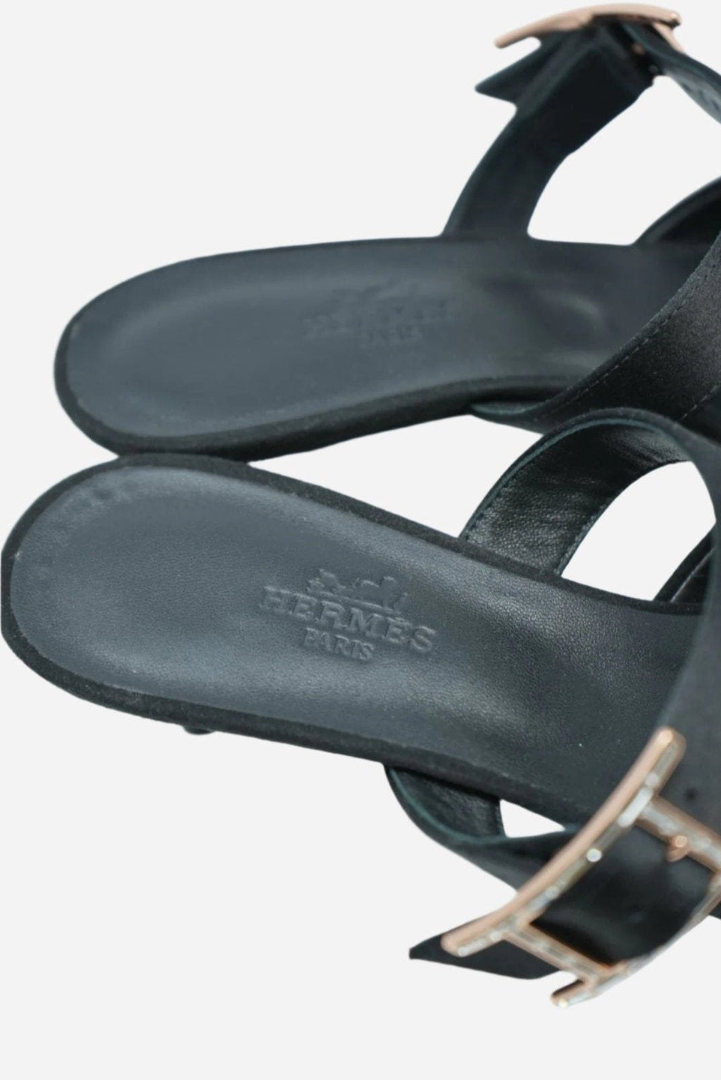 Hermes Black Satin Blink Heels Mules Size 36