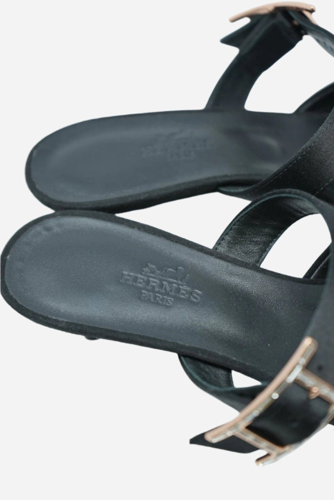 Hermes Black Satin Blink Heels Mules Size 36