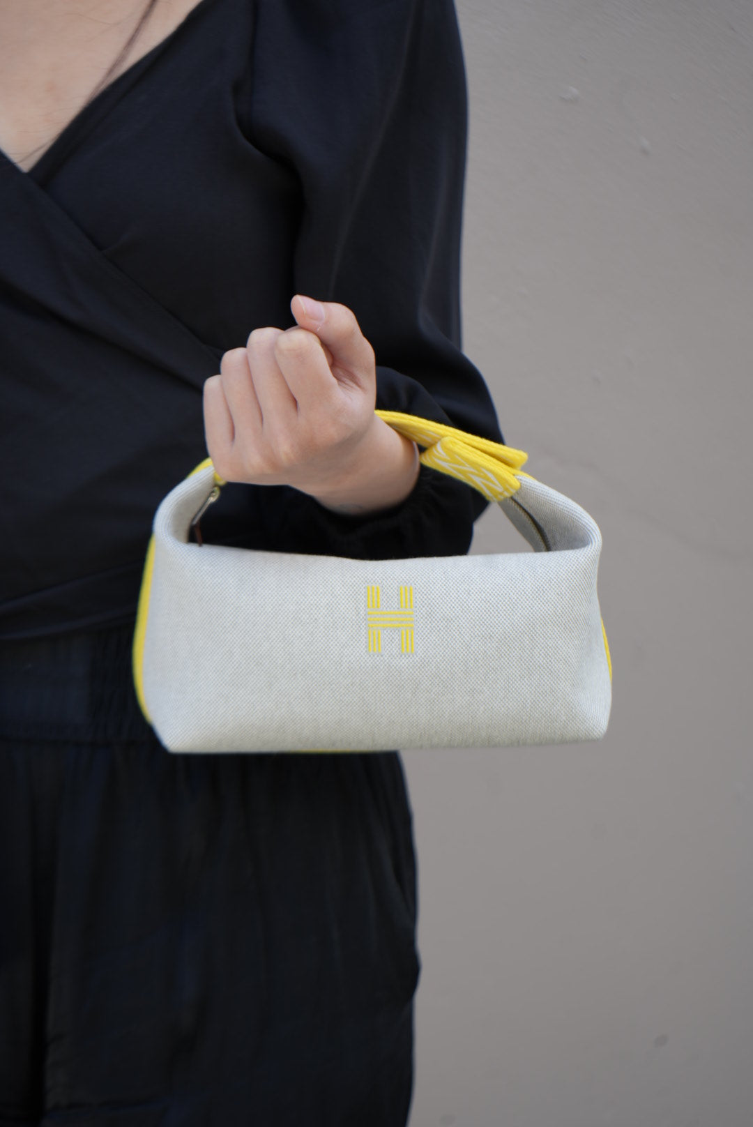 Hermes Small Canvas Bride-a-Brac Case Jaune Citron