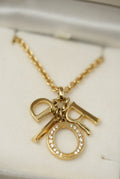 Dior Vintage Logo Rhinestone Necklace