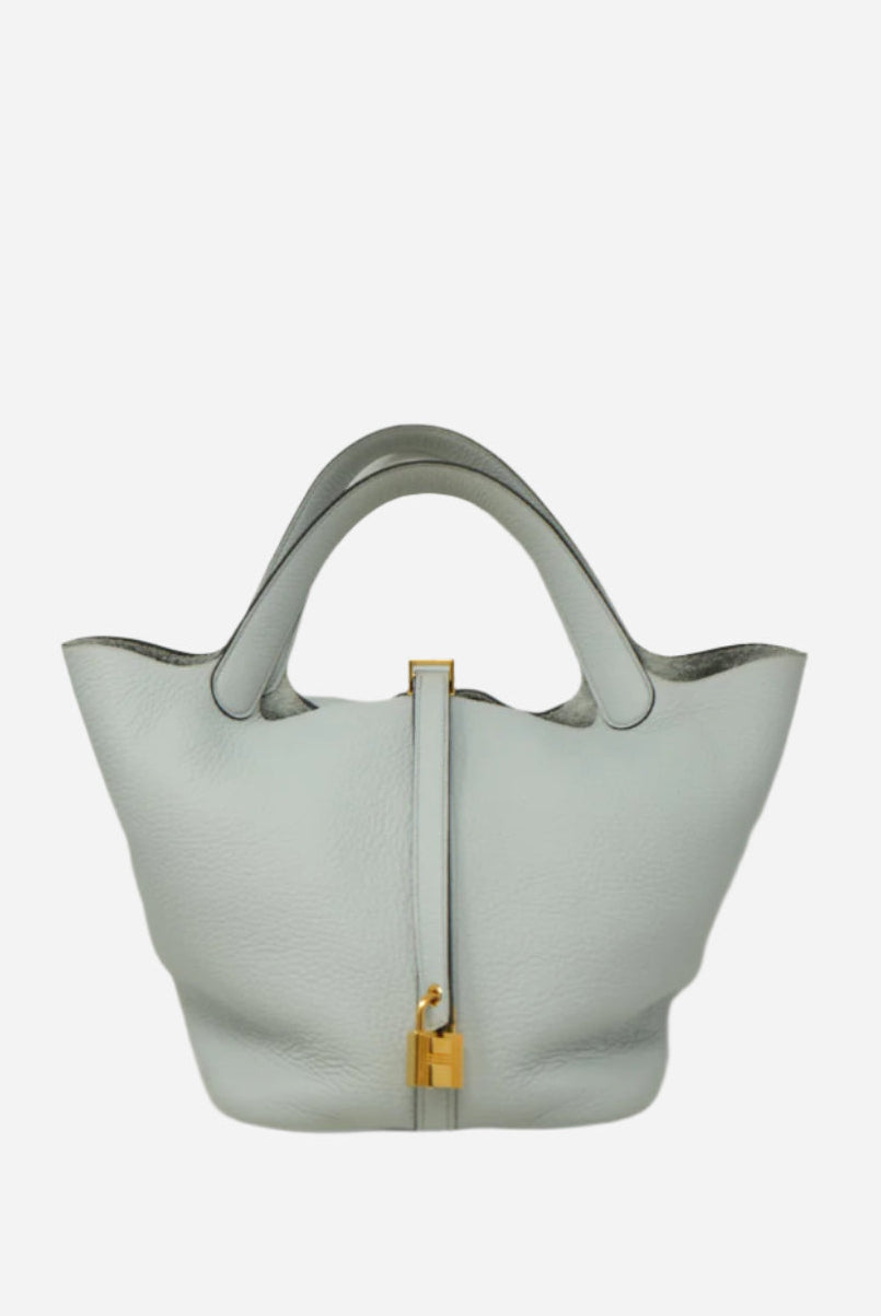 Hermes 2022 Blue Clemence Leather Picotin 22 Handbag