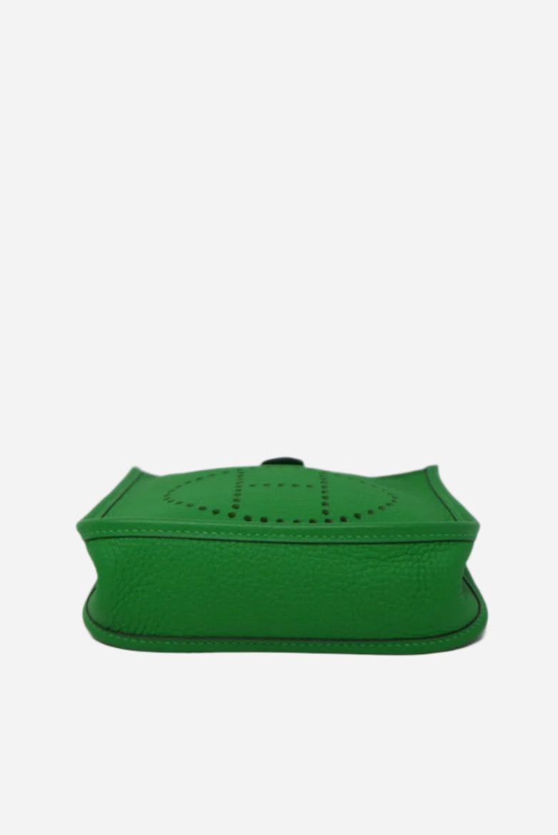 Hermes Green Clemence Leather Mini Evelyne III Crossbody Bag