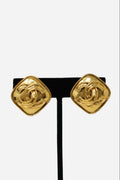 Pre-owned Chanel 1994 CC Logo Square Earrings