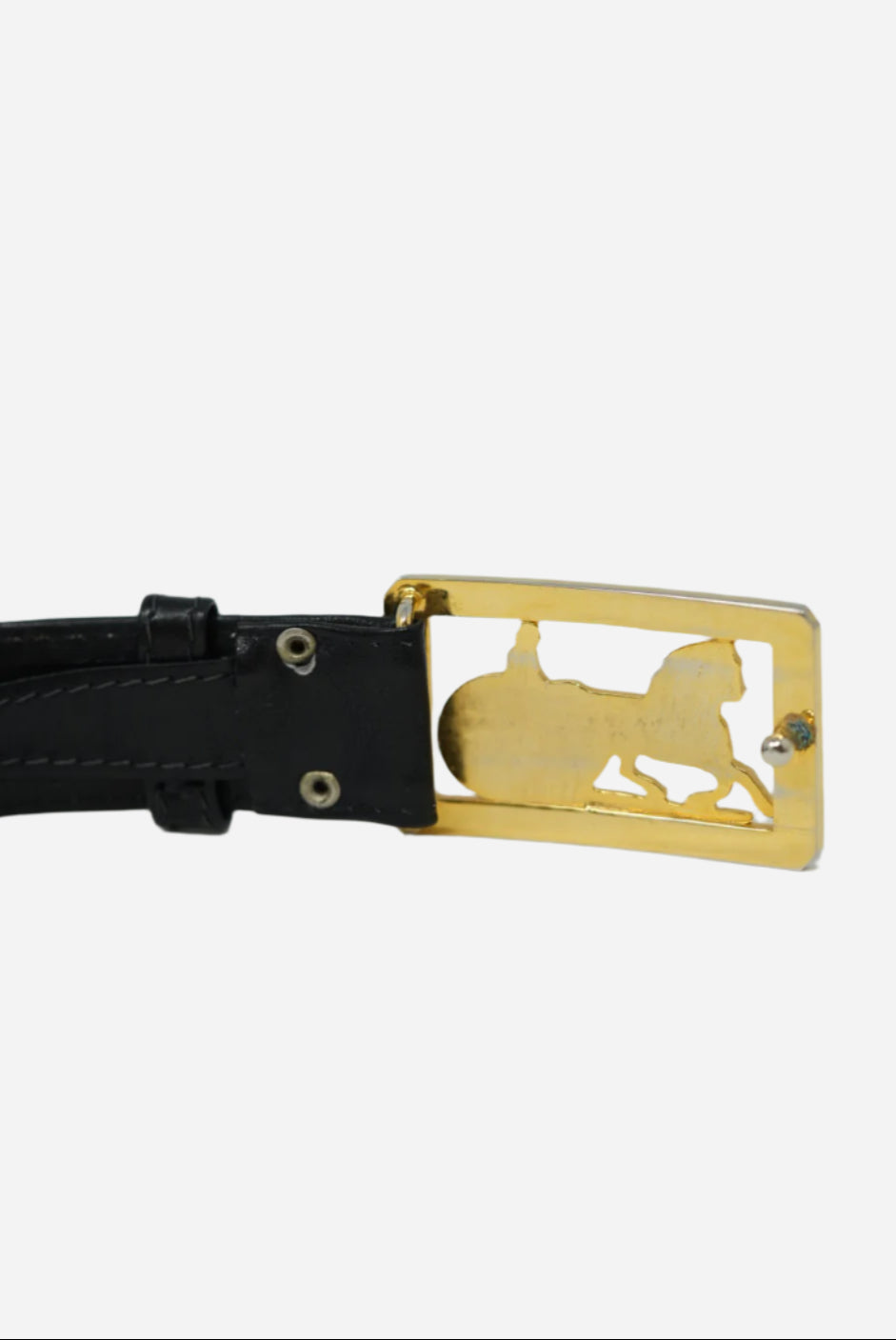 Celine Black Leather Carriage Belt