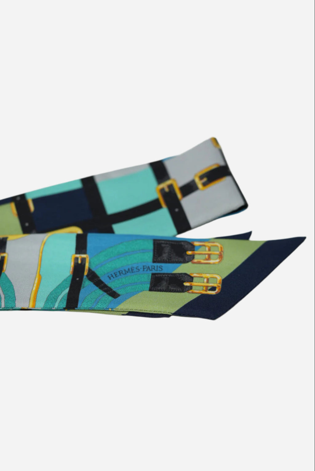 Hermes Blue Multicolor Silk Twilly