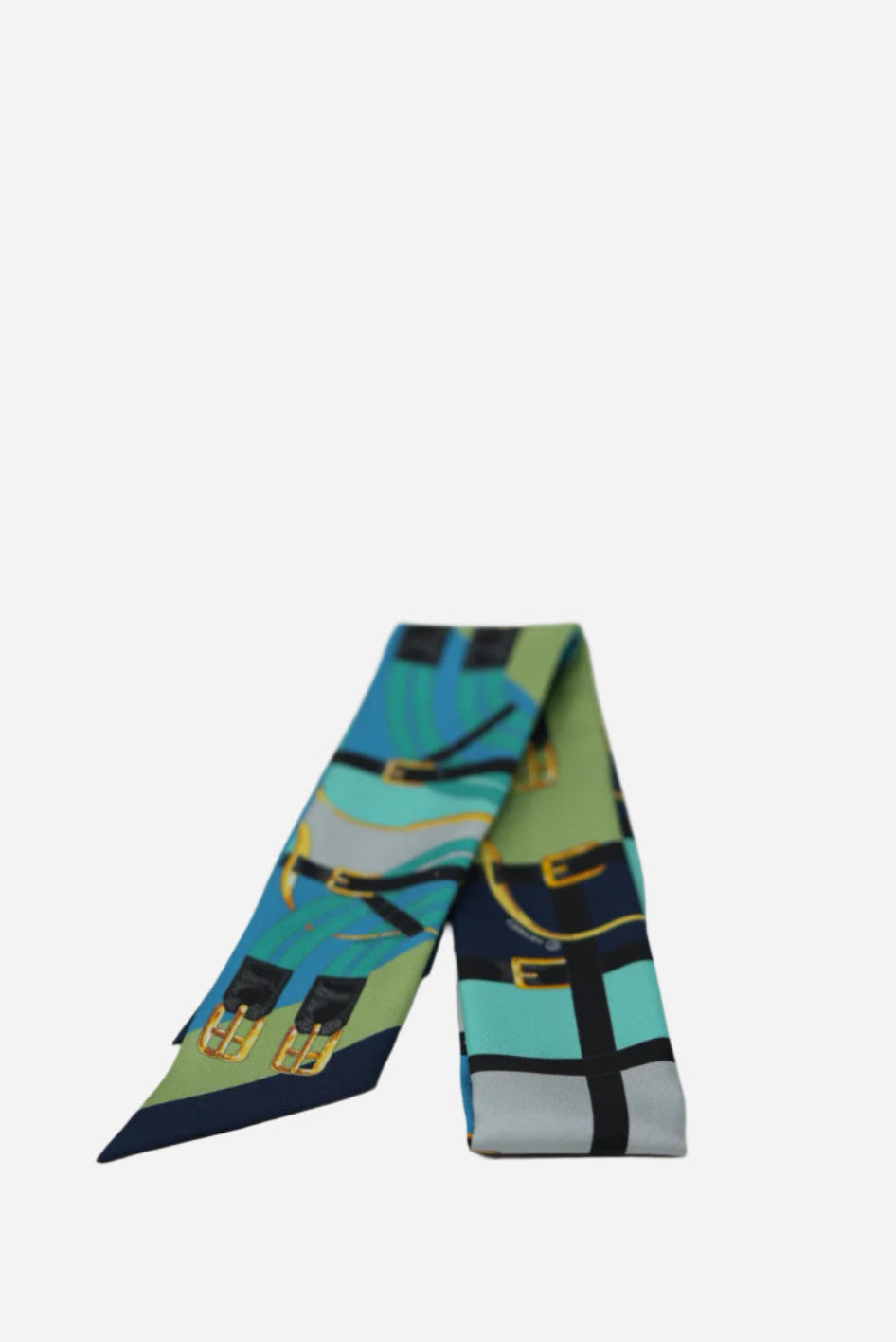 Hermes Blue Multicolor Silk Twilly