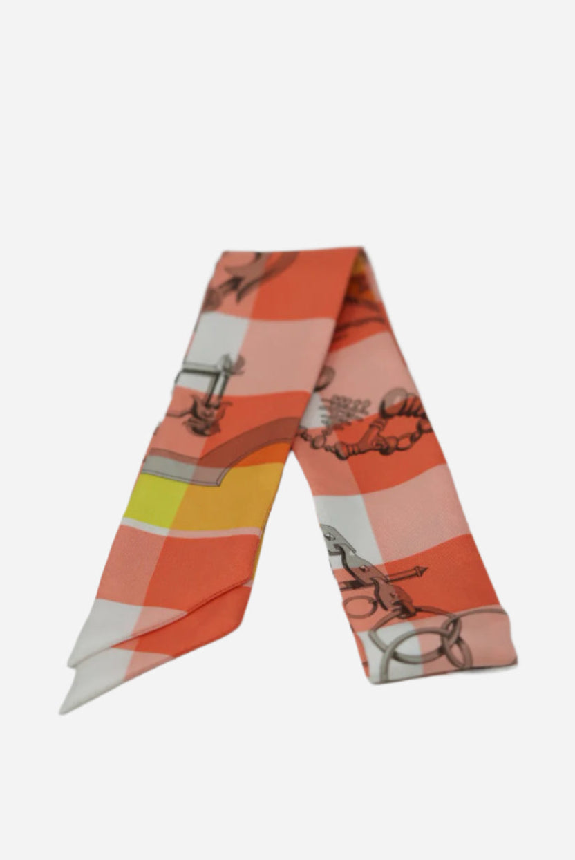 Hermes Orange Print Twilly