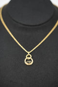 Dior Vintage Gold-Tone Rope Trim CD Circle Necklace