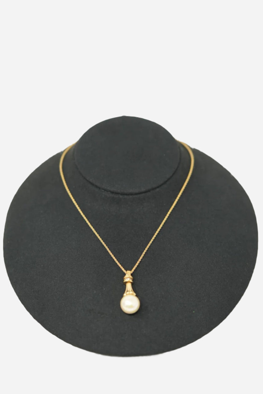 Dior Vintage Gold-Tone Pearl Perfume Necklace