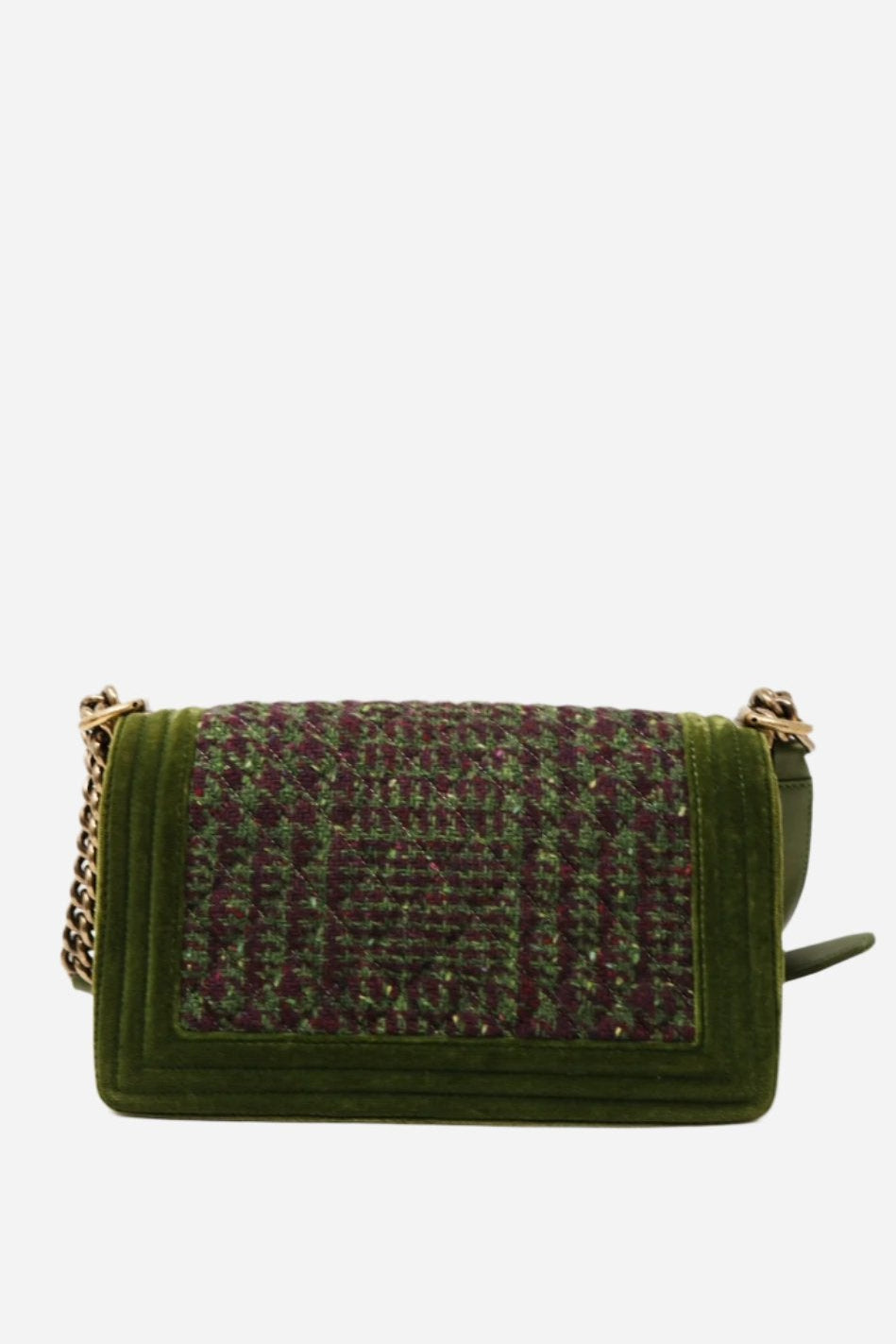 Pre-Owned Chanel Velvet Tweed Medium Boy Flap