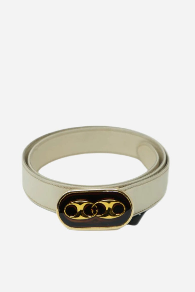 Gucci White Leather Belt