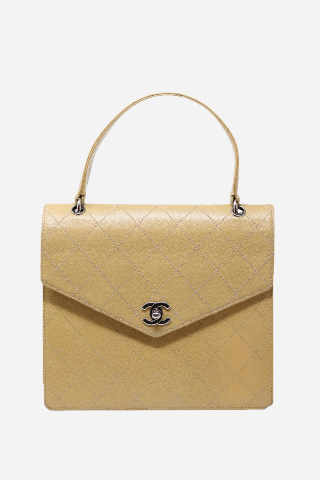 Pre-Owned CHANEL Beige Wild Stitch Kelly Top Handle Bag