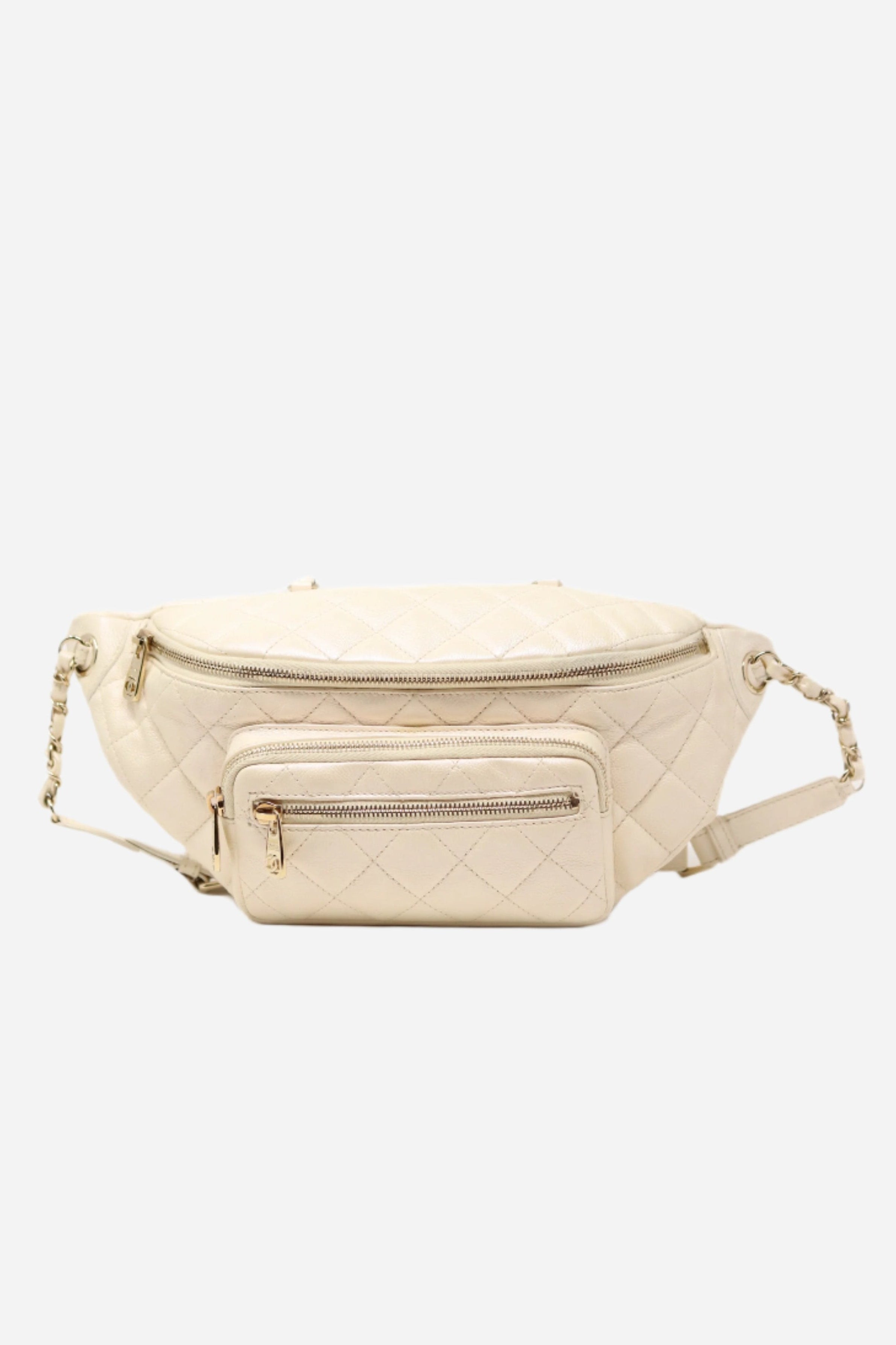 Pre-Owned Chanel 2019 White Caviar Chest Bag