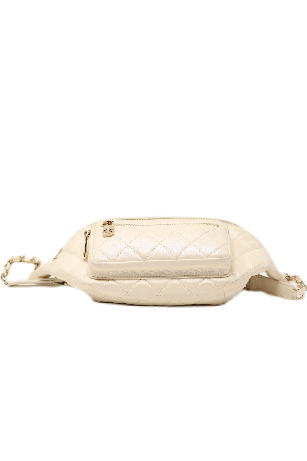 Pre-Owned Chanel 2019 White Caviar Chest Bag